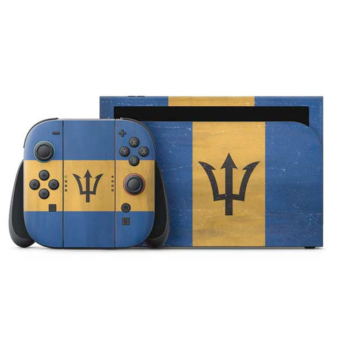 Barbados Flag Distressed Nintendo Skins